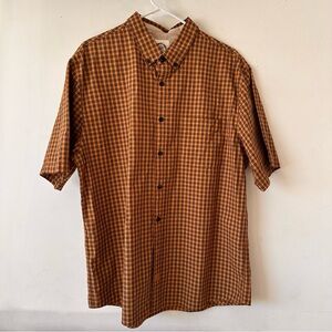 Men's Casual Brown Plaid Button-Down Shirt